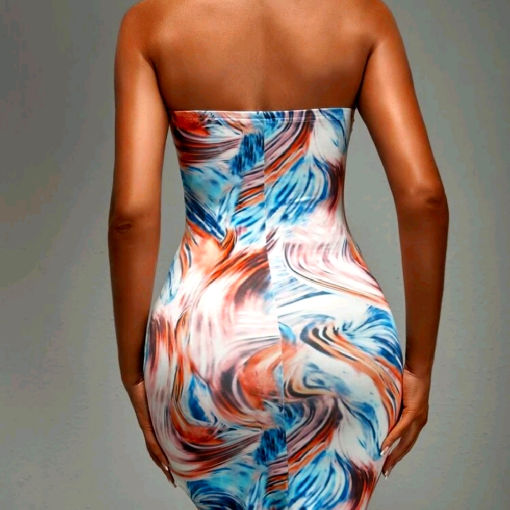 Marble Print Tube Dress - Picture 2 of 2